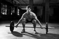 Black And White Shot Of Man Preparing To Lift Weights Royalty Free Stock Photo