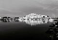 A black and white shot of Peniscola Castle at Night - Spanish: Castillo de PeÃÂ±ÃÂ­scola; is a castle in Peniscola,