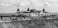 Black and white shot of the pier in Ahlbeck on the Baltic Sea 01 Royalty Free Stock Photo