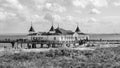 Black and white shot of the pier in Ahlbeck on the Baltic Sea Royalty Free Stock Photo