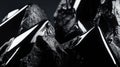 Black and White Shot of Shiny, Angular Rock Formations in Stark Lighting Royalty Free Stock Photo