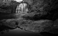 Black and white shot of a small waterfall in Litchfield National Park in Western Australia