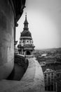 Black and white shot of St. Stephen\'s Basilica in Budapest, Hungary Royalty Free Stock Photo