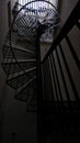 Black and White shot of steel spiral staircase