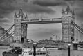 Black and white shot of Tower Bridge in London, UK Royalty Free Stock Photo