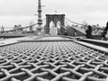 Black and White Side Profile of Brooklyn Bridge Royalty Free Stock Photo