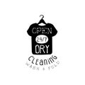 Black And White Sign For The Laundry And Dry Cleaning Service With T-shirt Silhouette Open Twenty Four Hours Seven Days