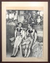 Black and white signed photo of Antonio Ordonez Araujo and another bullfighter inside the tasting room of Molino El Vinculo.
