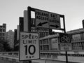 Black and white signs in brooklyn ,America .