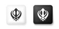 Black and white Sikhism religion Khanda symbol icon isolated on white background. Khanda Sikh symbol. Square button