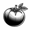 Monochrome Black Tomato Illustration In Secessionist Style