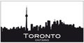 Black and white silhouette of the Canadian city of Toronto, Ontario, Canada Royalty Free Stock Photo