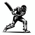 Black Cricket Player Batting: 2d Game Art Style Royalty Free Stock Photo