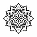 Black Mandala Flower Design: Minimalistic Stenciled Iconography