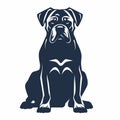 Dark Blue And Navy Boxer Dog Silhouette On White Background