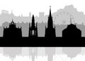 Black and white silhouette of Edinburgh Skyline with landmarks. Royalty Free Stock Photo