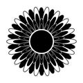 Black and white silhouette of a flower in an abstract style Royalty Free Stock Photo