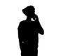 Black and white silhouette a girl talking on the phone Royalty Free Stock Photo