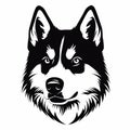 Bold Stencil Siberian Husky Head Silhouette Vector Illustration