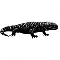 Black and white silhouette of a lizard, possibly a Gila monster (*Heloderma Royalty Free Stock Photo