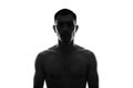 black and white Silhouette Portrait of young man with naked torso Royalty Free Stock Photo