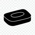Black and white silhouette of a rectangular object with rounded edges, resembling a bar of soap with an indented oval on top Royalty Free Stock Photo
