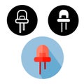 Black, white silhouette and red flat infrared LED easy editable icons.