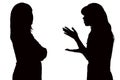Black and white silhouette of relations between mom and teenage daughter Royalty Free Stock Photo