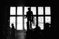 Black and white silhouette of a statue in Uffizi Galleries Florence, Italy