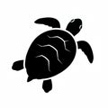 Black and white silhouette of a turtle, showcasing its distinctive shell pattern. The turtle Royalty Free Stock Photo