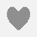 black and white simple 1bit pixel art abstract dotted halftone heart icon