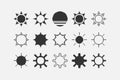 black and white simple 1bit vector pixel art set of retro cartoon sun icons. sunlight sign Royalty Free Stock Photo