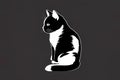 Black and White Simple and Cute Cat Logo Concept Royalty Free Stock Photo