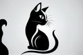 Black and White Simple and Cute Cat Logo Concept Royalty Free Stock Photo