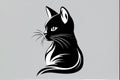 Black and White Simple and Cute Cat Logo Concept