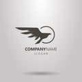 Black and white simple vector abstract hawk logo