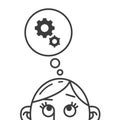 Line art illustration of thinking gears Royalty Free Stock Photo