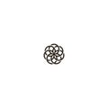 Simple line art vector iconic sign of a flower created from circles