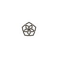 Simple line art vector iconic sign of pentagonal five-petal flower