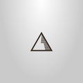 Simple line art vector sign of geometric triangular mountain with shadow Royalty Free Stock Photo
