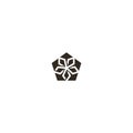 Simple negative space vector iconic sign of pentagonal five-petal flower