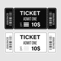 Black and white simple tickets template.Vector illustration for design or print