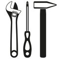 Black and white simple toolkit silhouette set Royalty Free Stock Photo