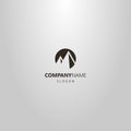 Simple vector flat art negative space round logo of two mountain peaks