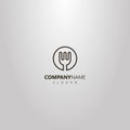 Simple vector isolated logo of line art kitchen fork in a round frame Royalty Free Stock Photo
