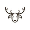 Simple vector line art Christmas icon of deer head Royalty Free Stock Photo