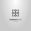 Simple vector line art four-leaved flower outline logo