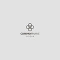 Simple vector line art geometric outline iconic logo of four interconnected hexagons