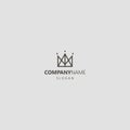 Simple vector line art geometric outline iconic logo of royal crown