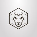 Simple vector line art hexagon symbol of lion head